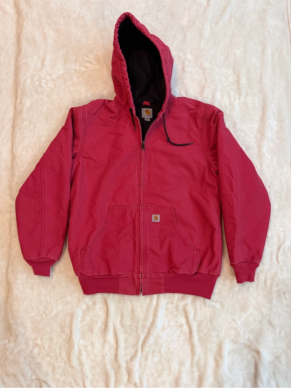 Vintage Y2K Carhartt Men's Red Hooded Work Jacket